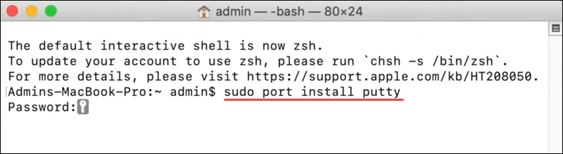  sudo port install putty
