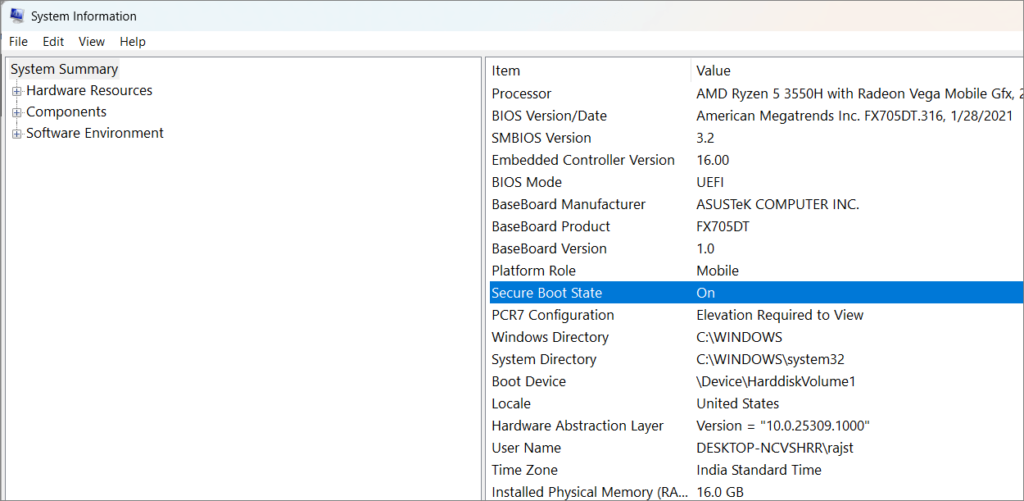  secure boot option