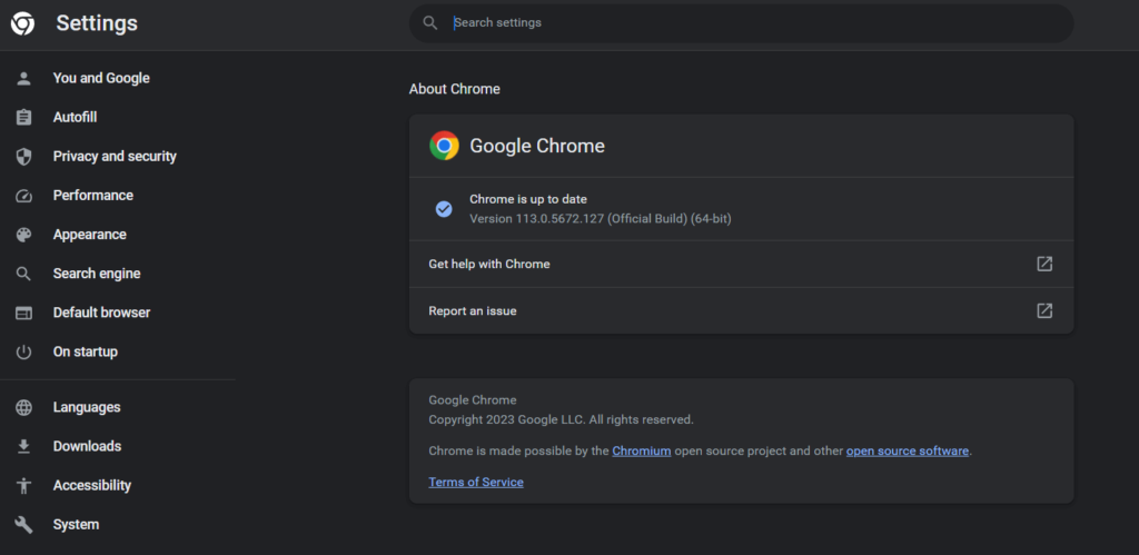 update chrome