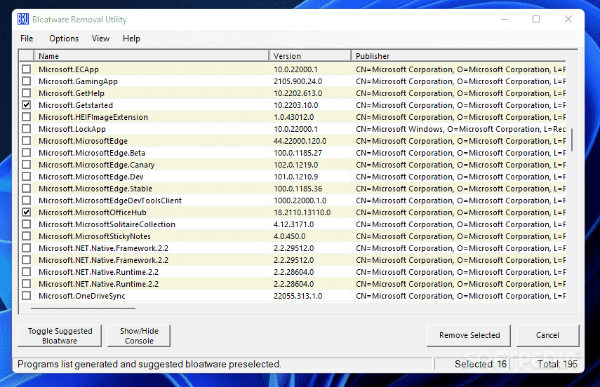 Bloatware Removal Utility