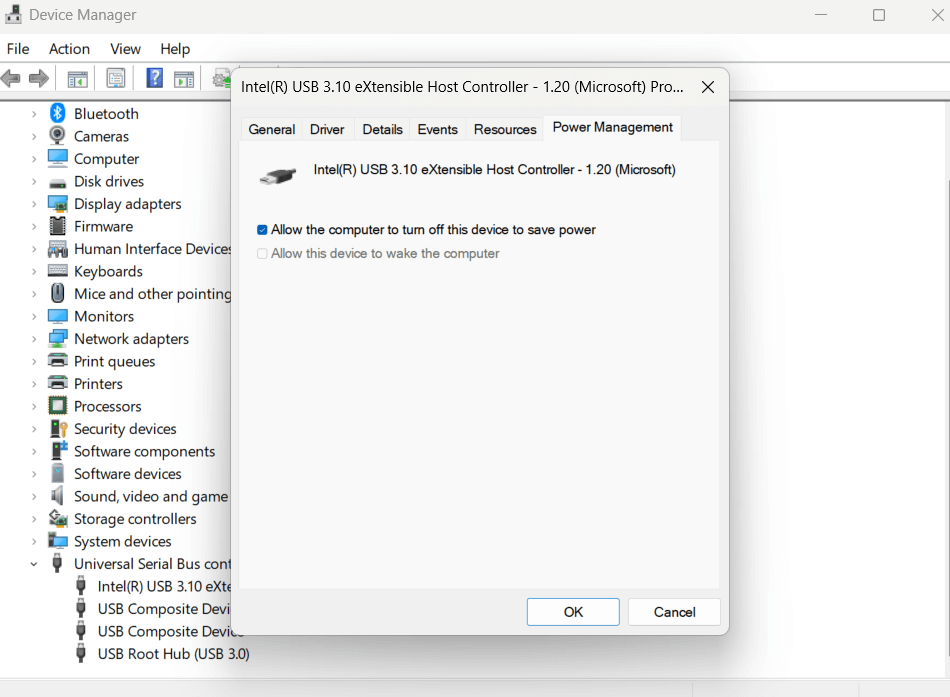 Allow the computer to turn off this device to save power