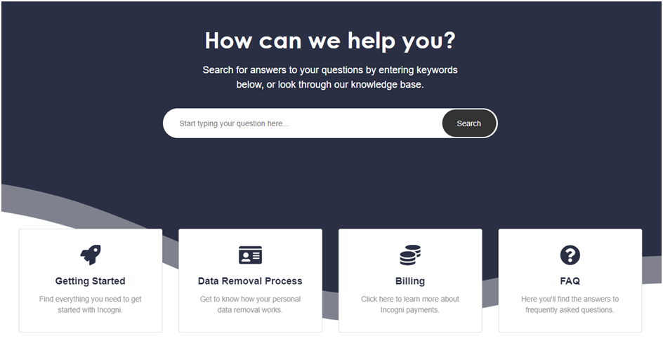 Incogni consumer support page