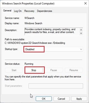 Windows search option