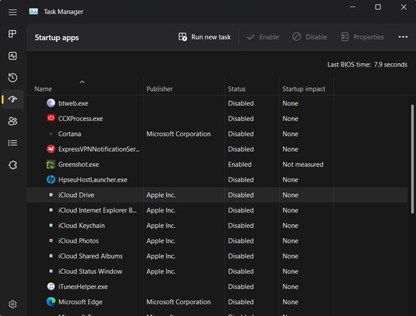 task manager disable or enable page