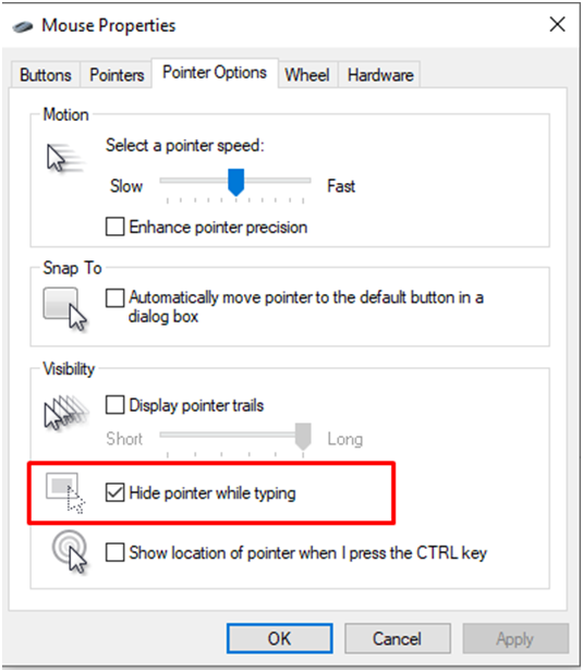 unselect hide pointer while playing