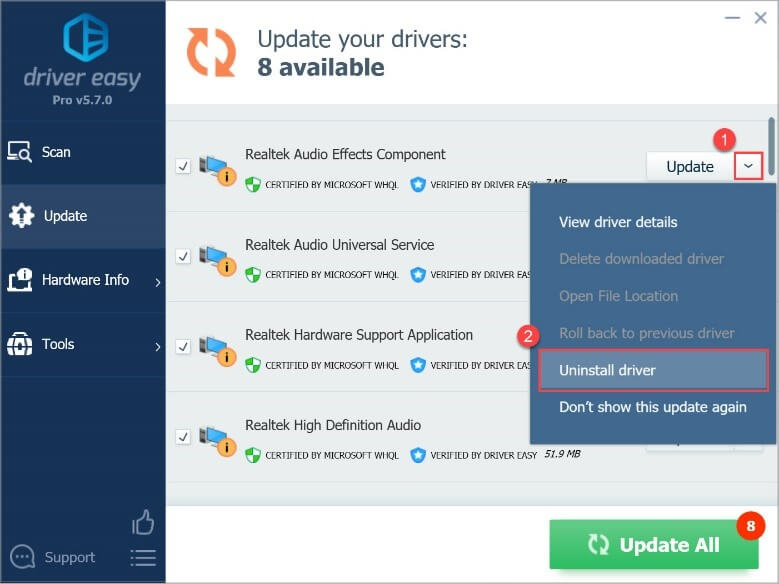 driver uninstallation