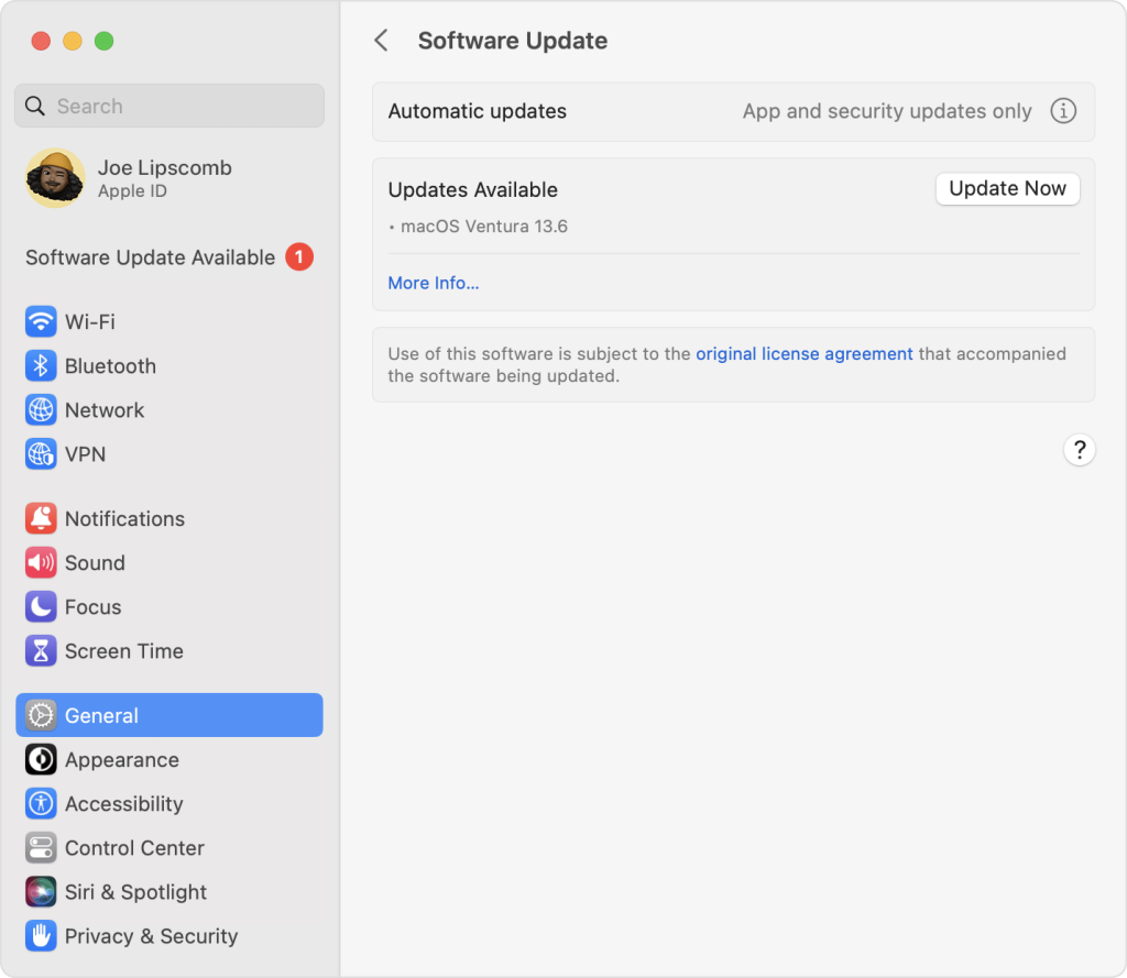 Check for Software Updates