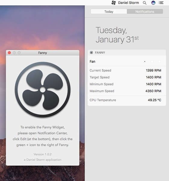 Fanny - fan control app for Mac