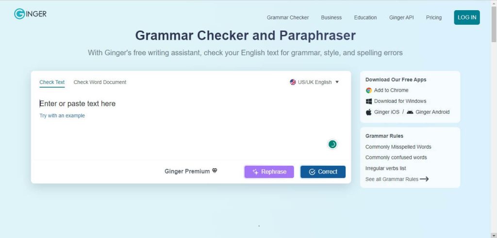 Ginger to check grammer