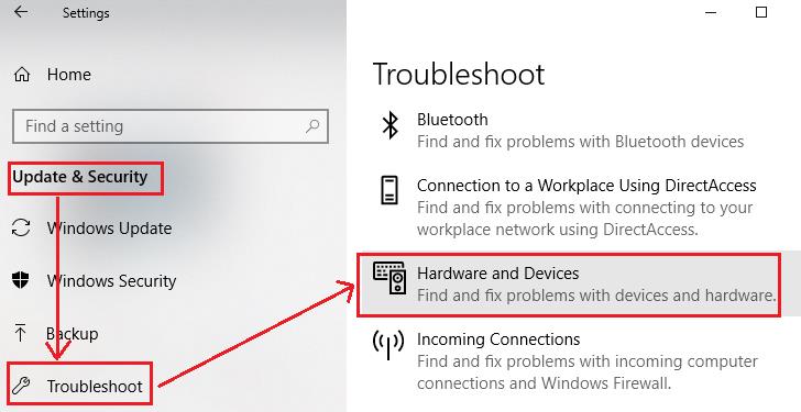 Run the Hardware Troubleshooter