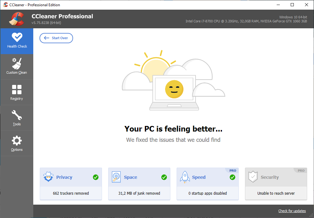 CCleaner Interface