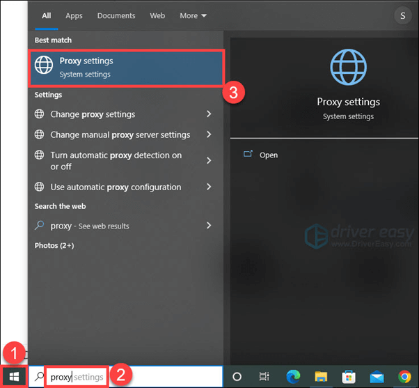 Clear the Windows proxy configuration