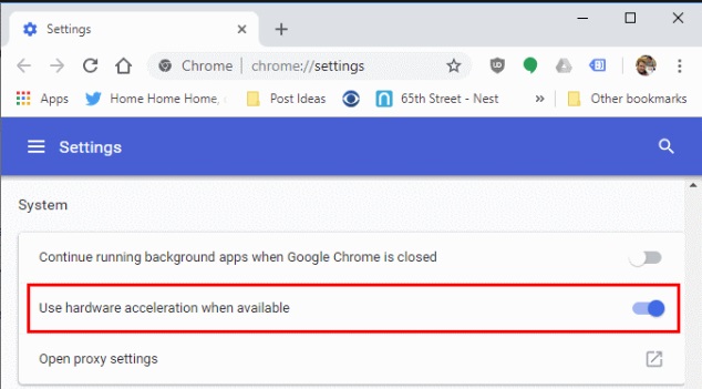 Toggle Hardware Acceleration