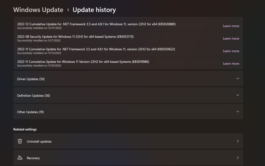 Uninstall Recent Windows Update