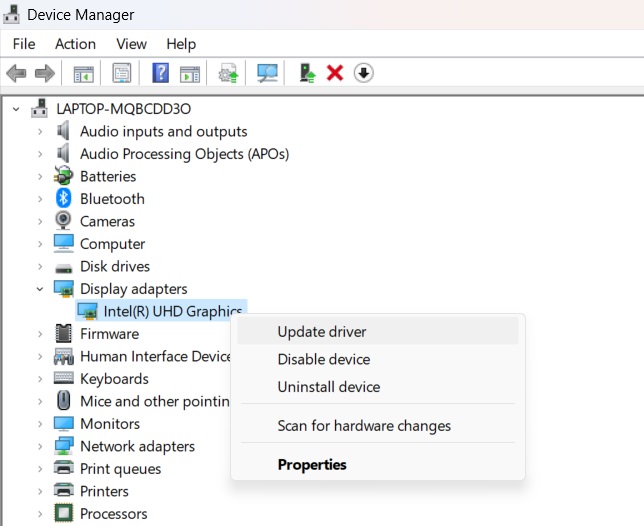 Update Graphic Drivers
