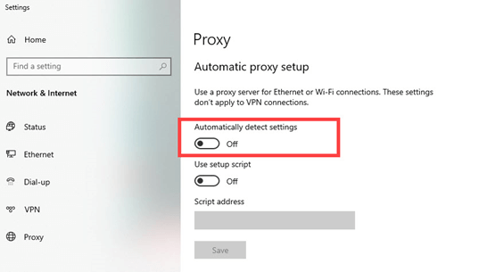 auto detect settings