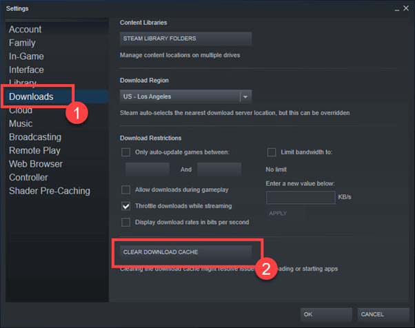 clear download and cache
