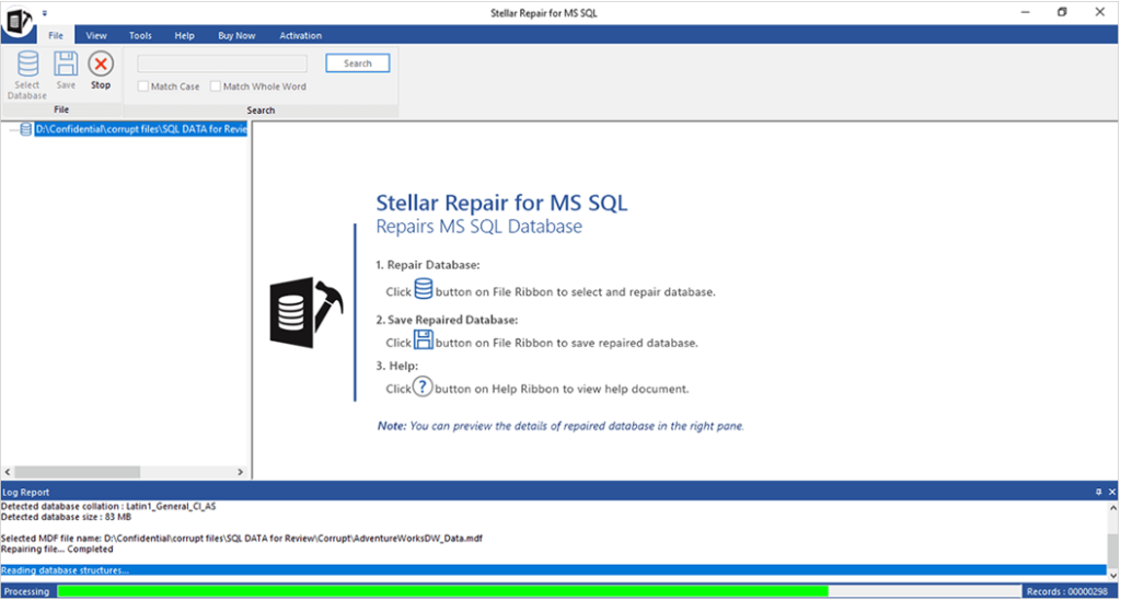 stellar recovery progress bar