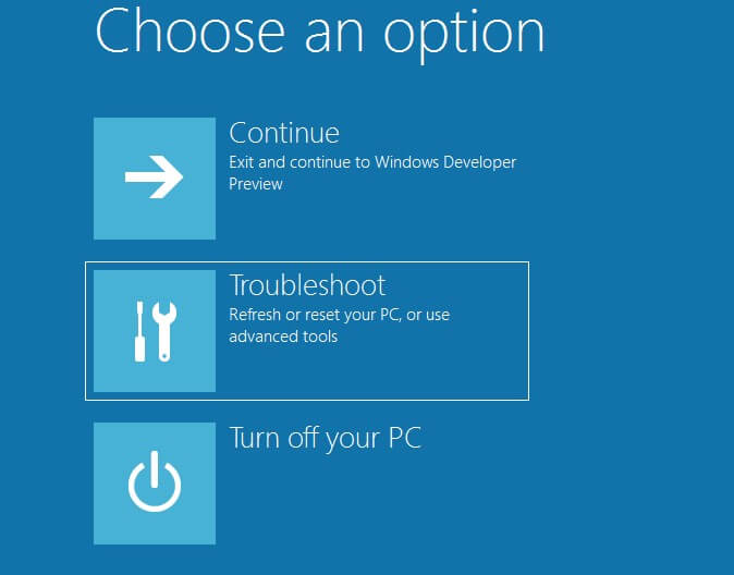 troubleshooting option