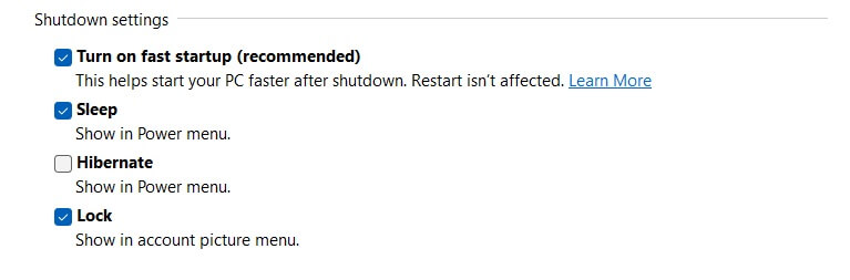 turn off fast startup