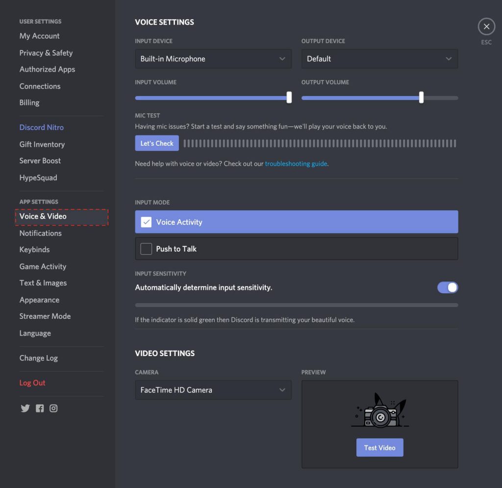 Check Audio Settings
