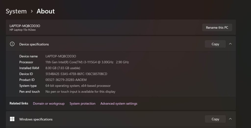 access advanced system settings