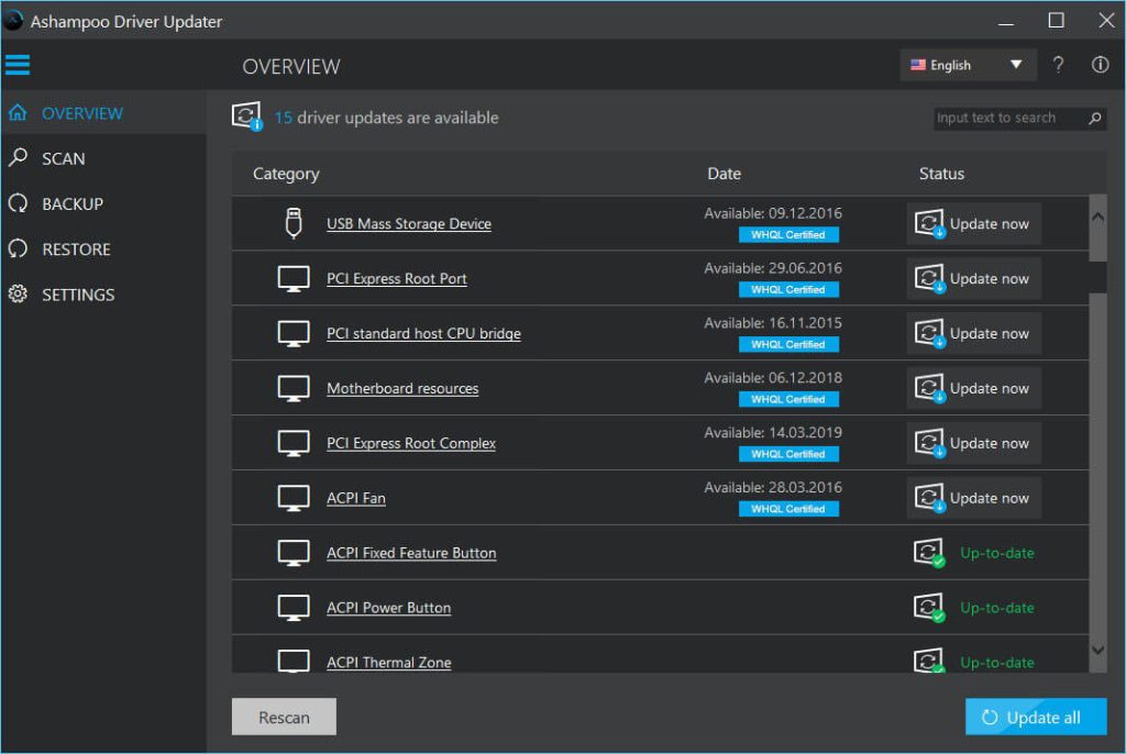ashampoo driver updater update drivers