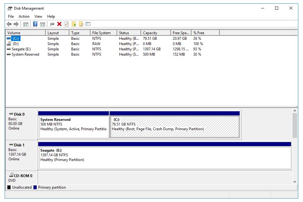 disk management option in windows
