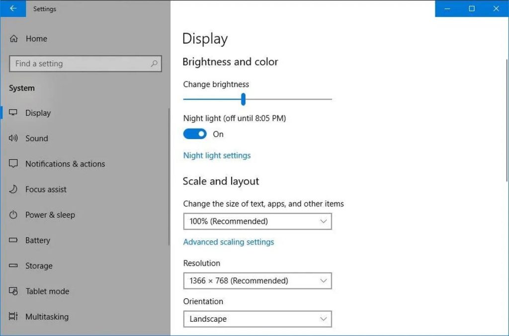 display option in windows