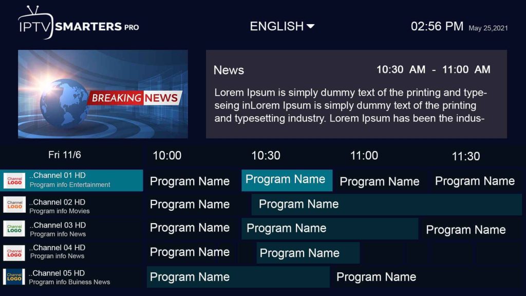 smarters pro channel guide
