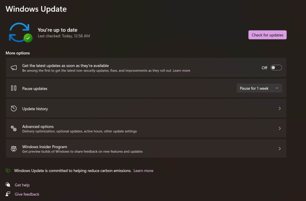 check update history
