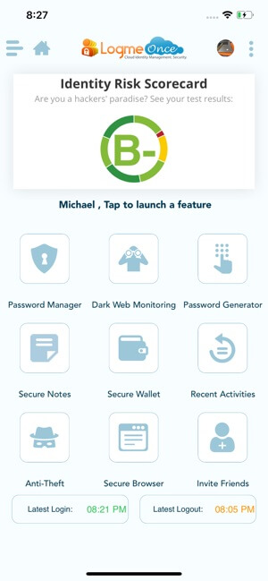 log me once password manager iphone