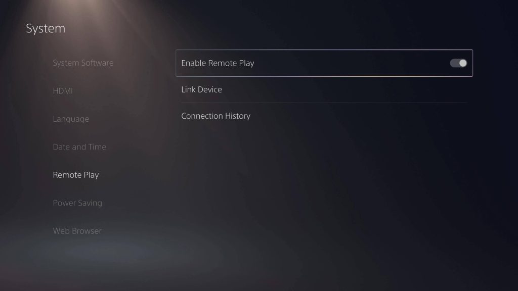 system option in ps5