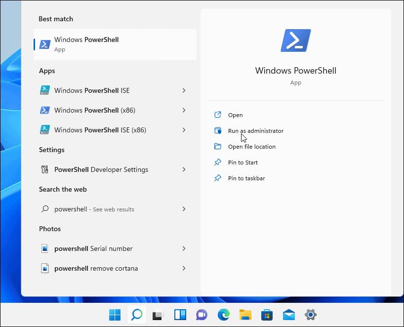 windows powershell option