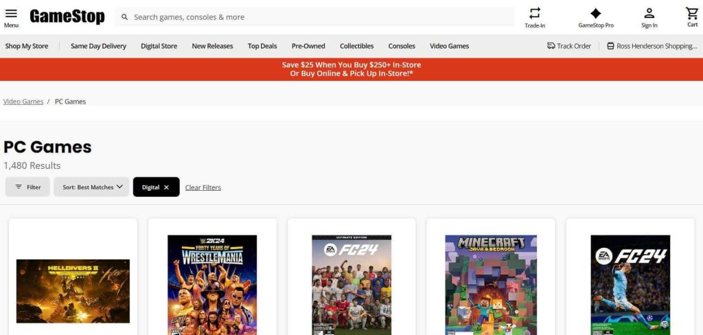 Gamestop PC downloads