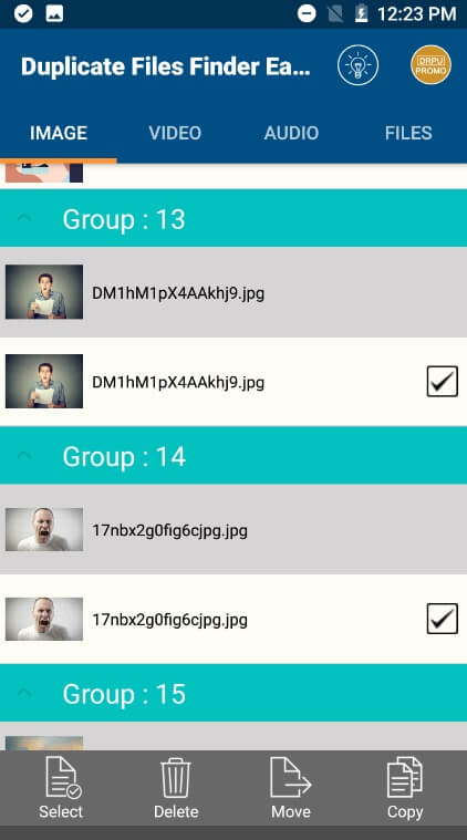 delete duplicate files for Android