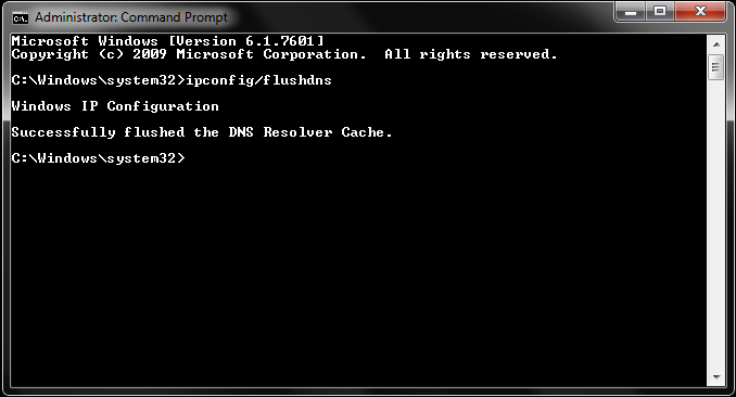 flush DNS cache on windows