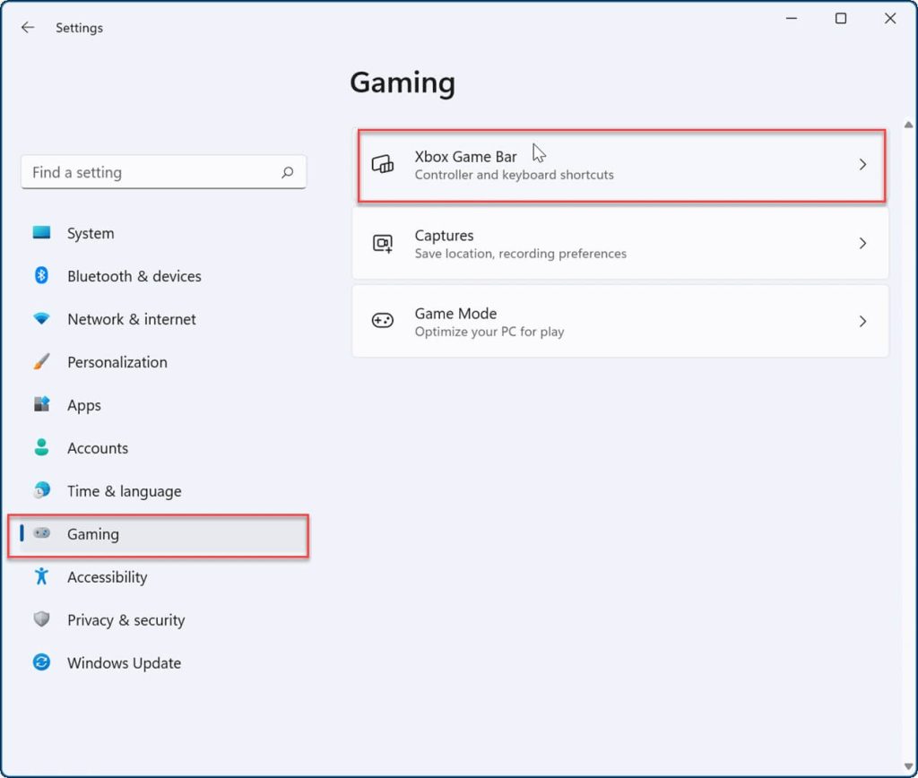 enable the game bar in settings