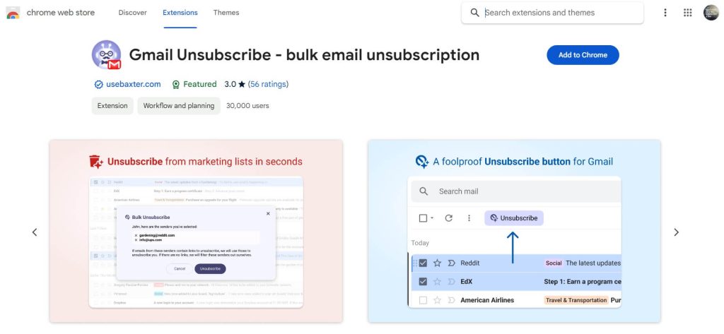 Chrome Extension -  Gmail Unsubscribe