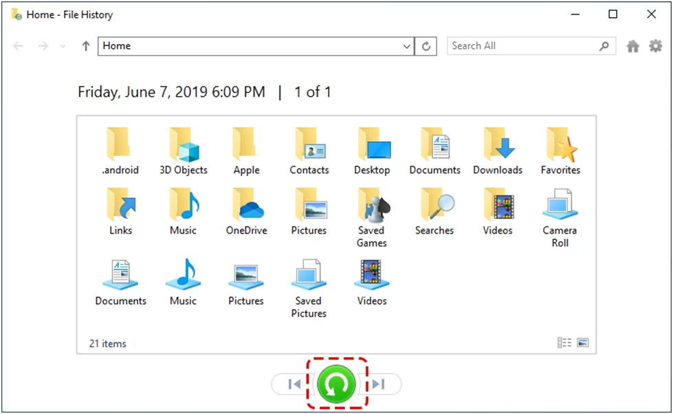 Restore Data Using File History Backup