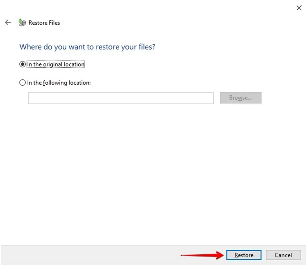 restore files from previous version