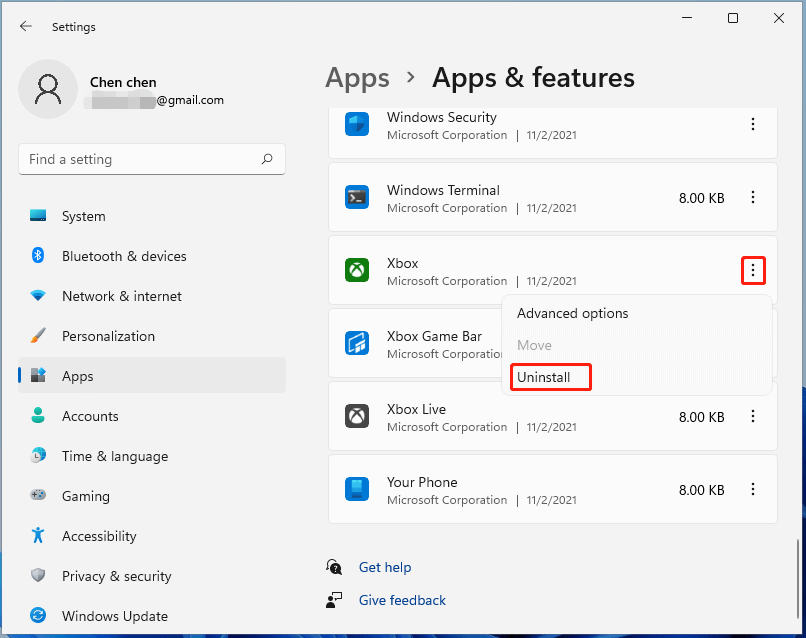 uninstall xbox app on Windows 10