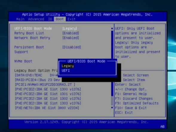 update bios settings