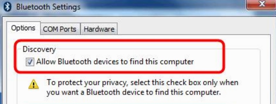 Bluetooth Settings on Windows 7