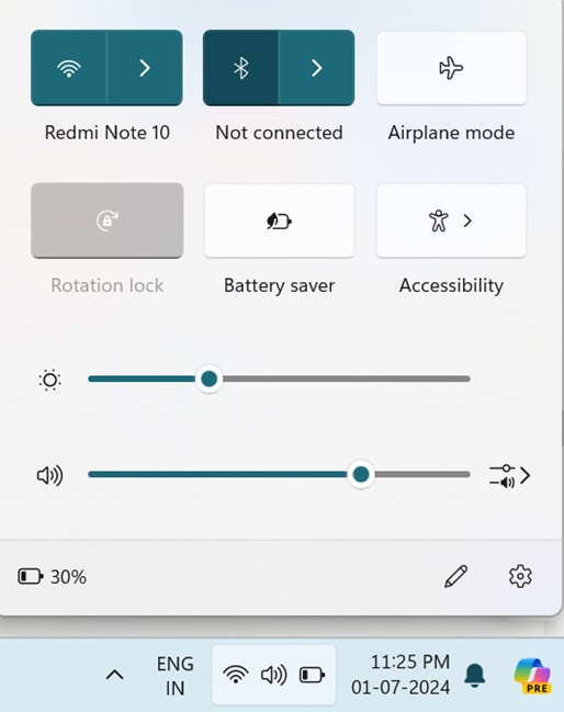 Bluetooth icon on Taskbar