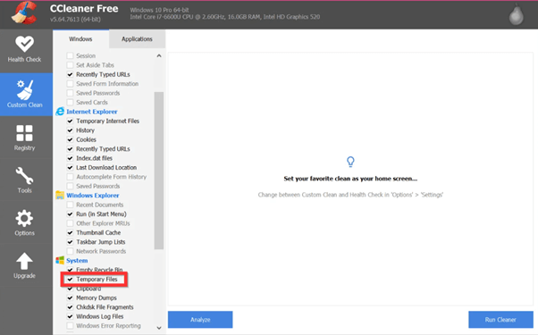 Clean Temp Files from CCleaner  