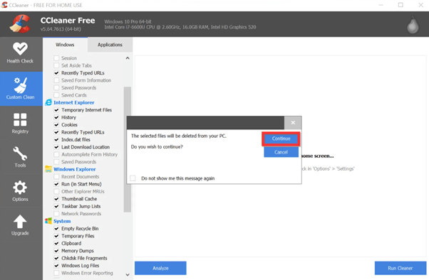 Clean and optimize using CCleaner  
