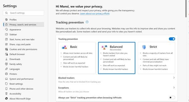 Clean browsing data from MS Edge