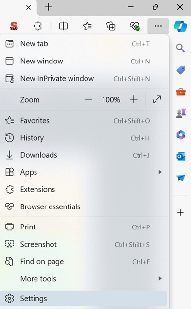 Clean cache from Microsoft Edge 
