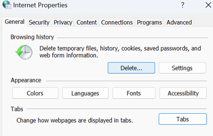 Delete temp files history cookies saved passwords 